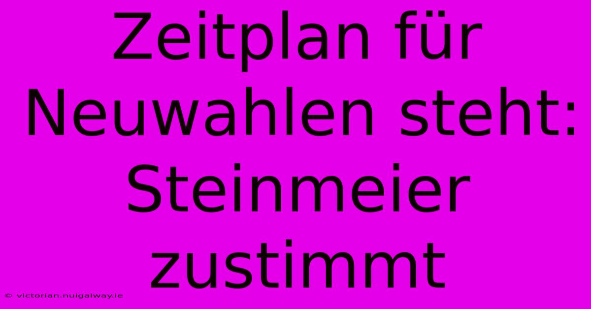 Zeitplan Für Neuwahlen Steht: Steinmeier Zustimmt