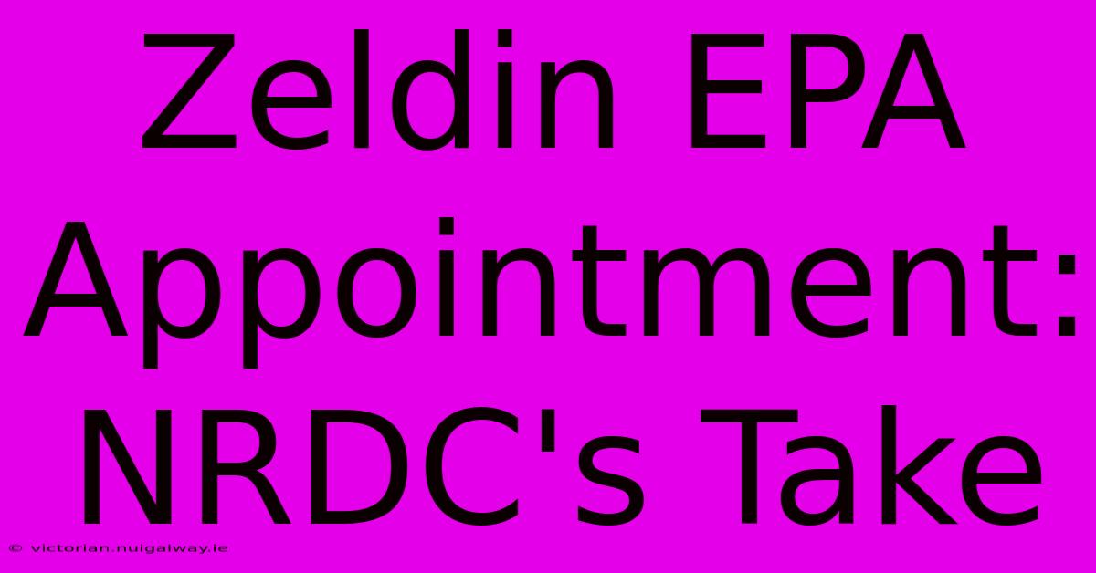 Zeldin EPA Appointment: NRDC's Take