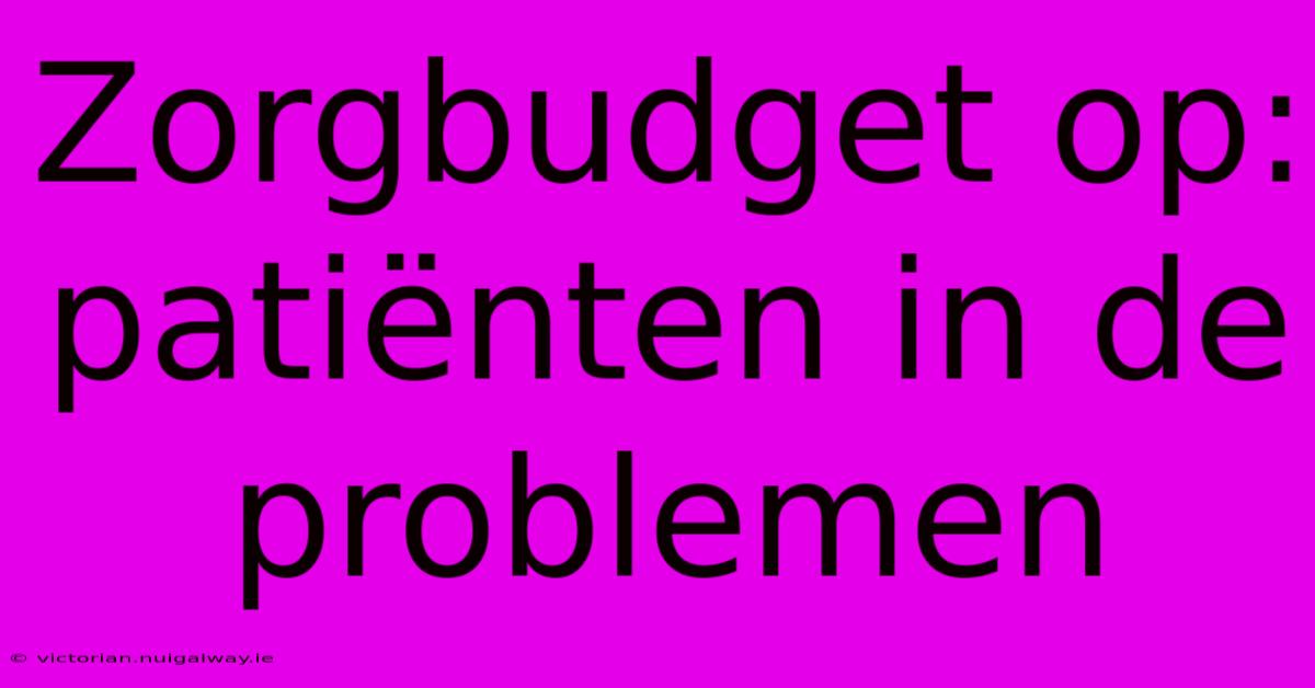 Zorgbudget Op: Patiënten In De Problemen