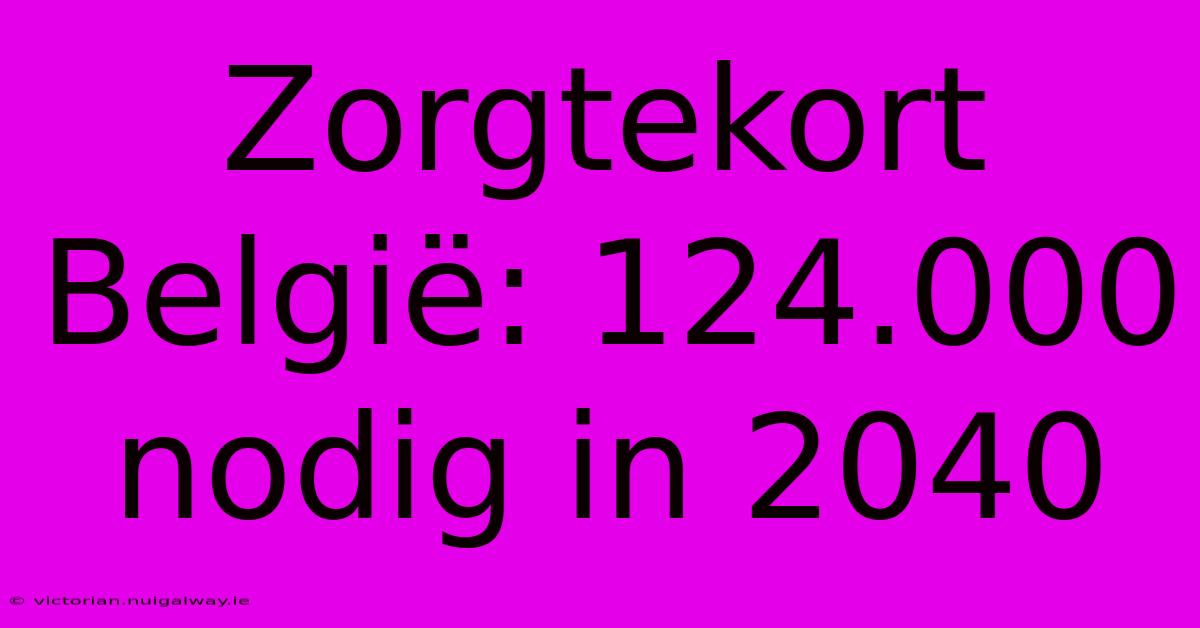 Zorgtekort België: 124.000 Nodig In 2040