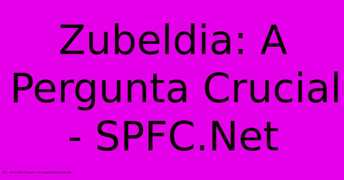 Zubeldia: A Pergunta Crucial - SPFC.Net