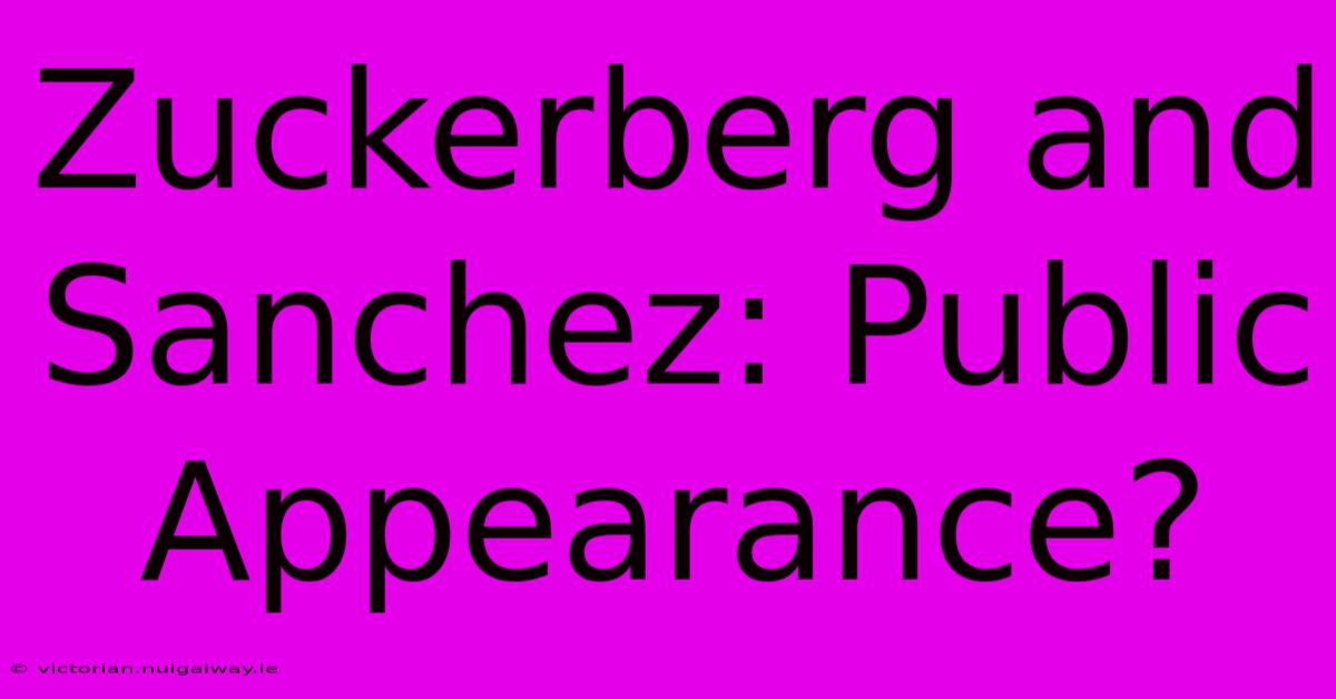 Zuckerberg And Sanchez: Public Appearance?