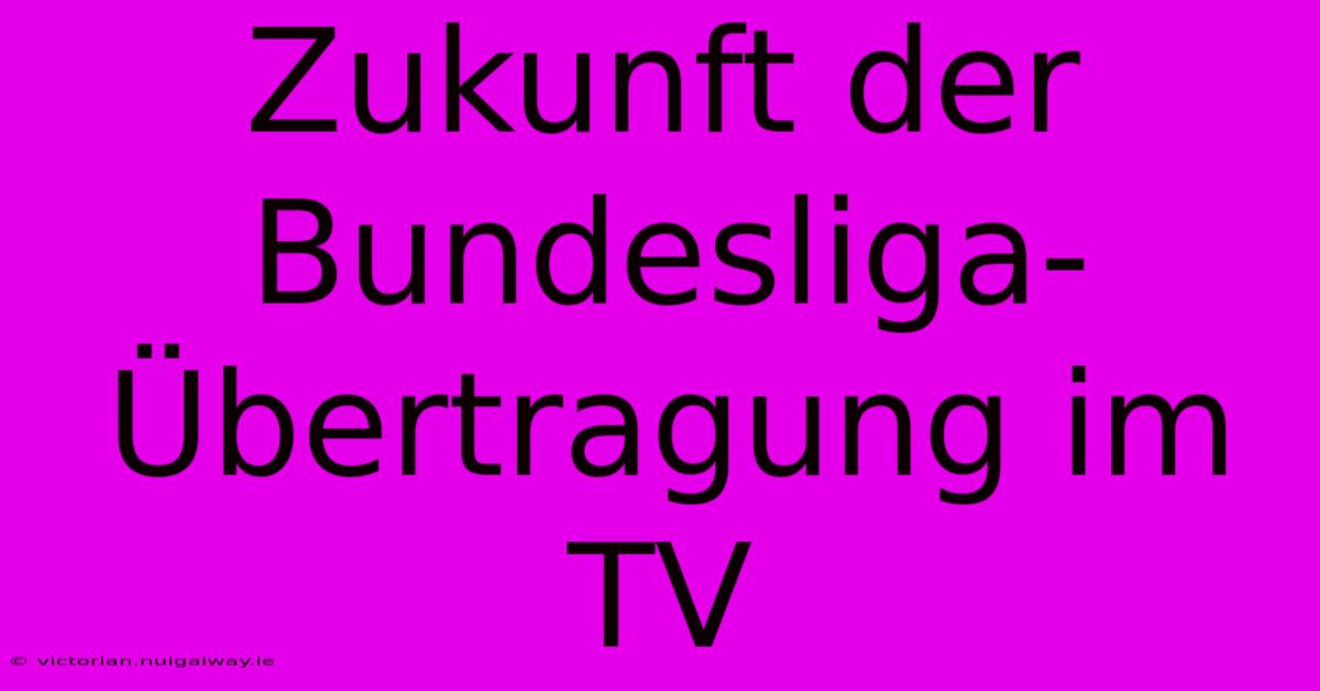 Zukunft Der Bundesliga-Übertragung Im TV