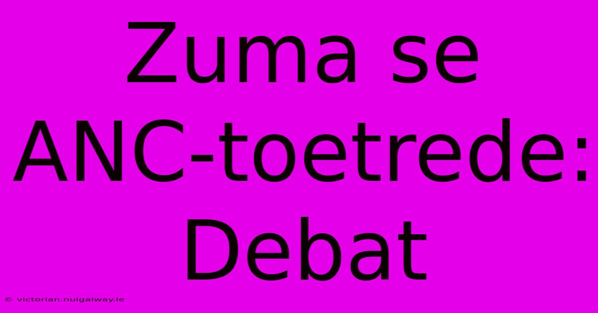 Zuma Se ANC-toetrede: Debat