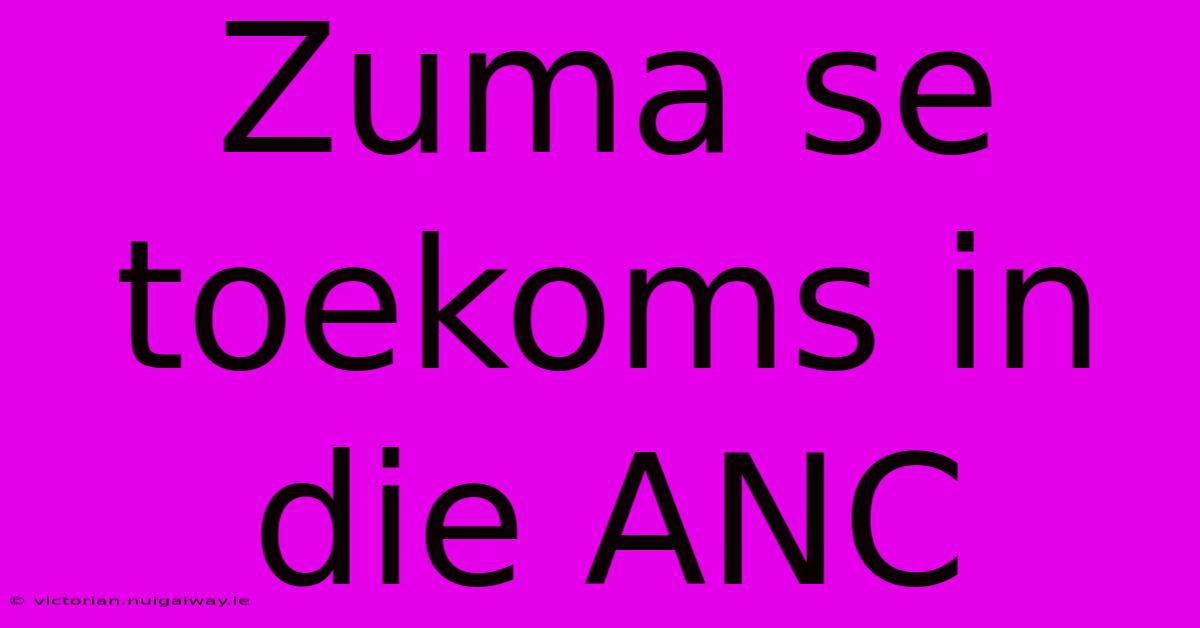 Zuma Se Toekoms In Die ANC