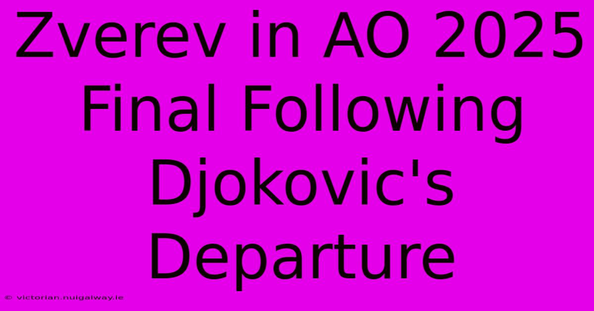 Zverev In AO 2025 Final Following Djokovic's Departure