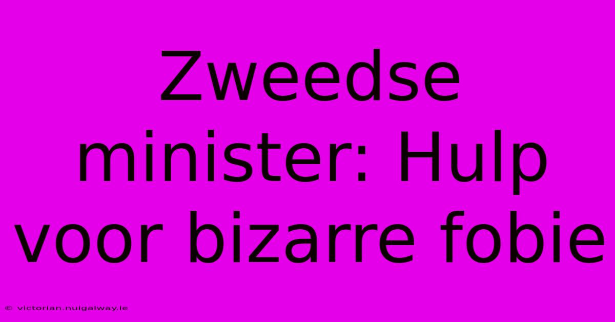 Zweedse Minister: Hulp Voor Bizarre Fobie