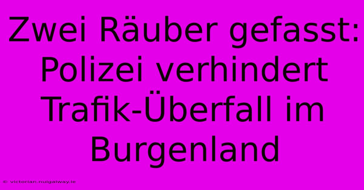 Zwei Räuber Gefasst: Polizei Verhindert Trafik-Überfall Im Burgenland