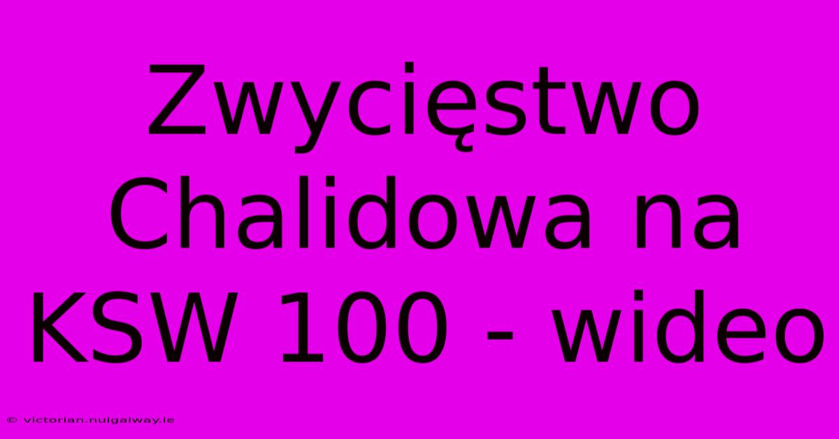 Zwycięstwo Chalidowa Na KSW 100 - Wideo